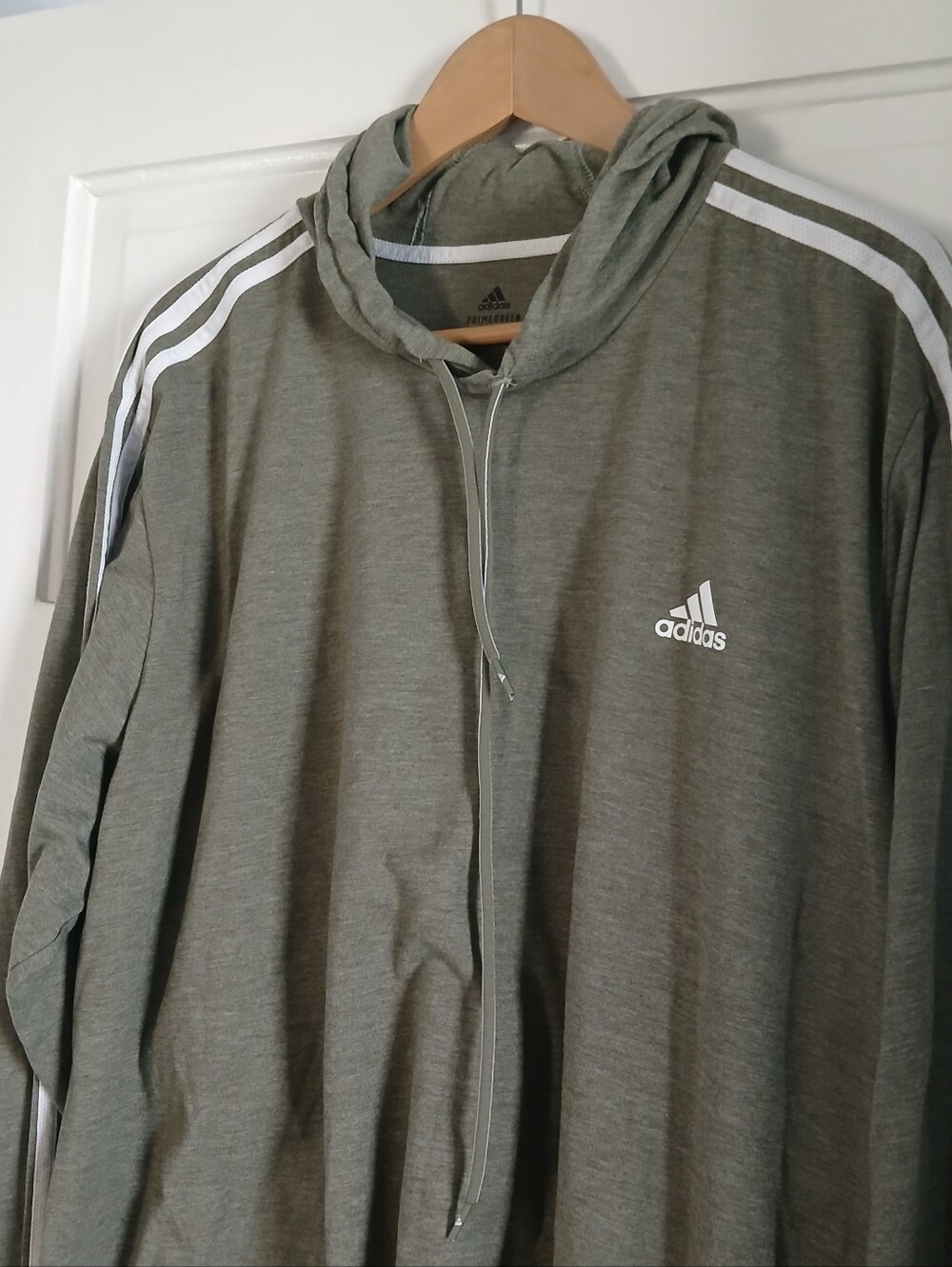 Men's Adidas Classic Sportswear Jacket Pullover Drawstring Hoodie Olive Size 2XL - Picture 3 of 7